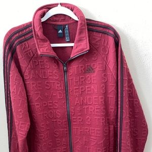 Adidas Men's Typography Tonal-Print Track
Hoodie Sweatshirt Brick Red